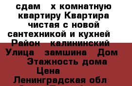 сдам 2-х комнатную квартиру Квартира чистая с новой сантехникой и кухней. › Район ­ калининский › Улица ­ замшина › Дом ­ 13 › Этажность дома ­ 5 › Цена ­ 24 000 - Ленинградская обл., Санкт-Петербург г. Недвижимость » Квартиры аренда   